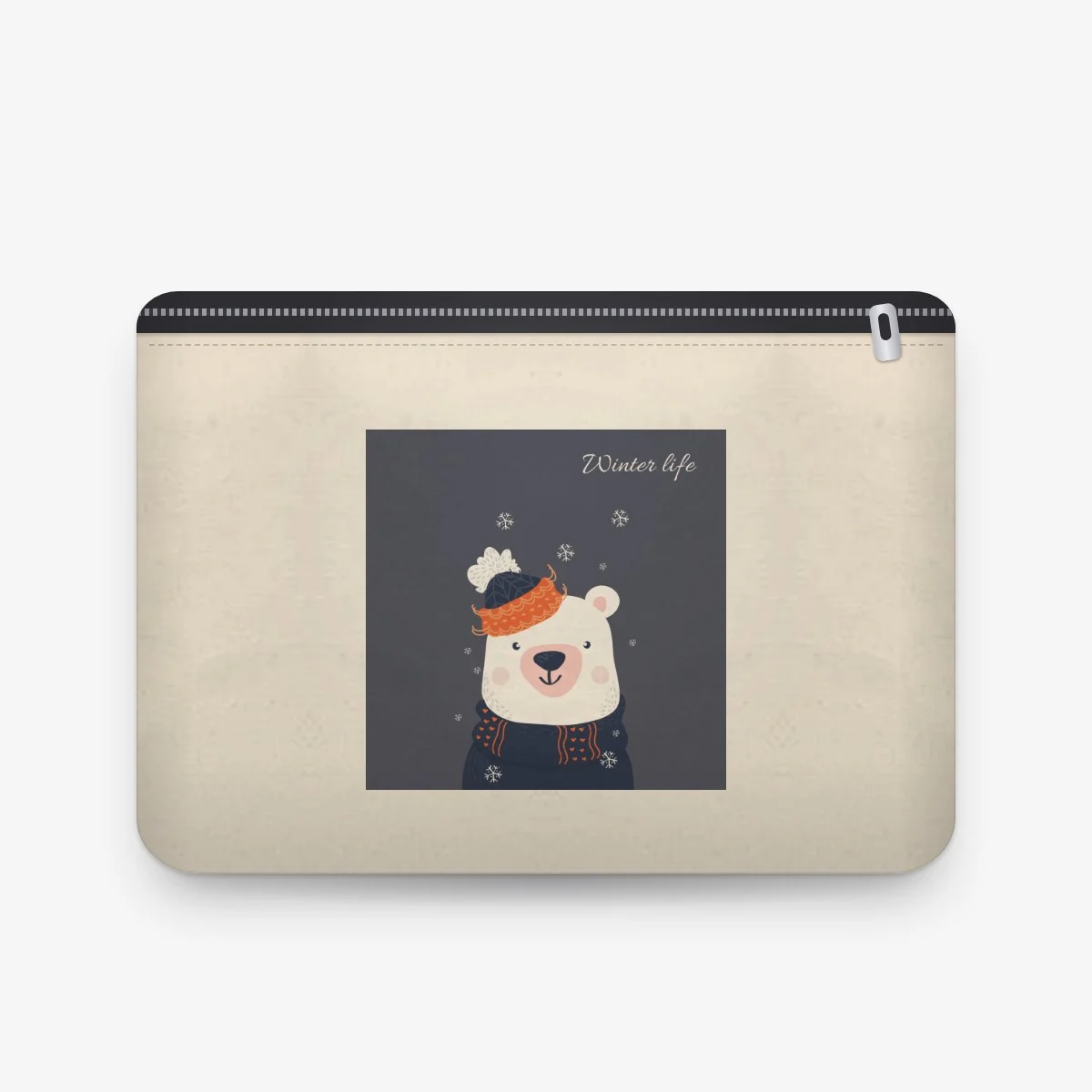 Winter Polar Bear Pouch, front view