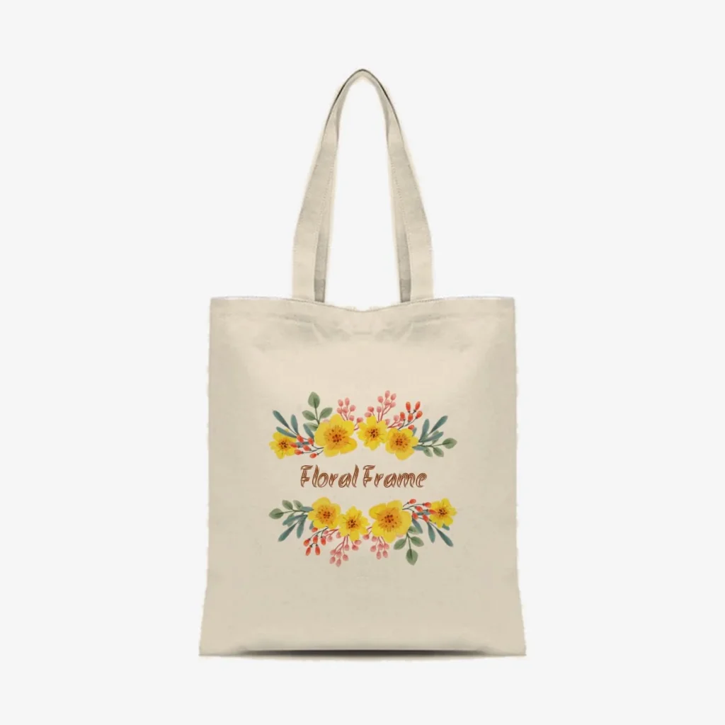 Yellow Floral Frame Tote, front view