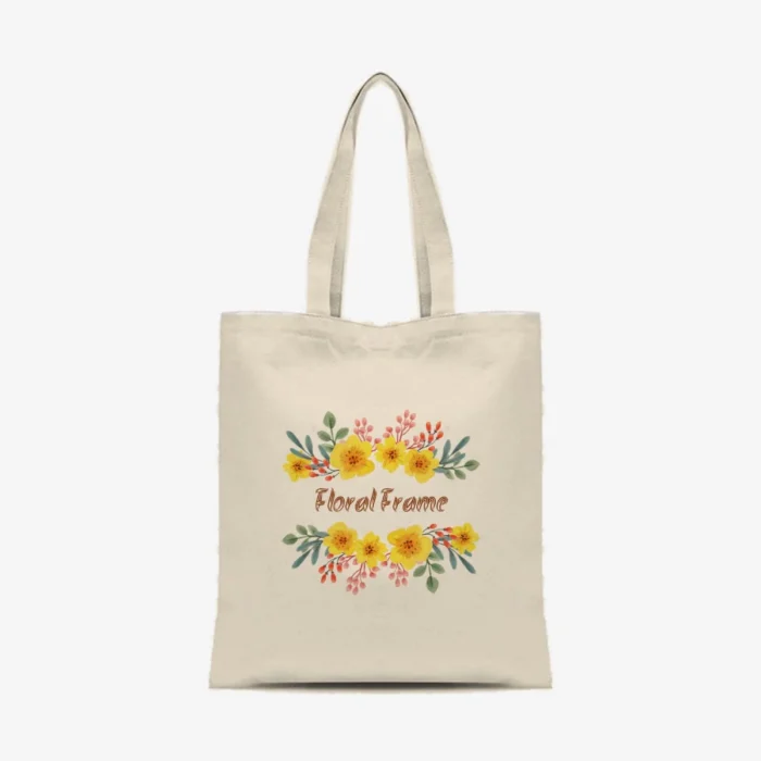 Yellow Floral Frame Tote, front view