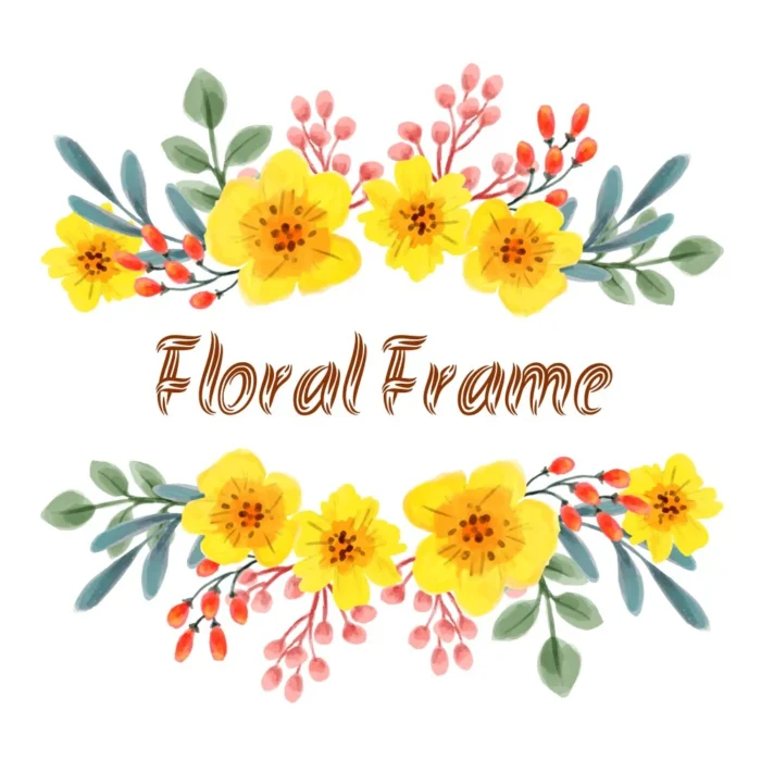 Yellow Floral Frame Tote design, flat