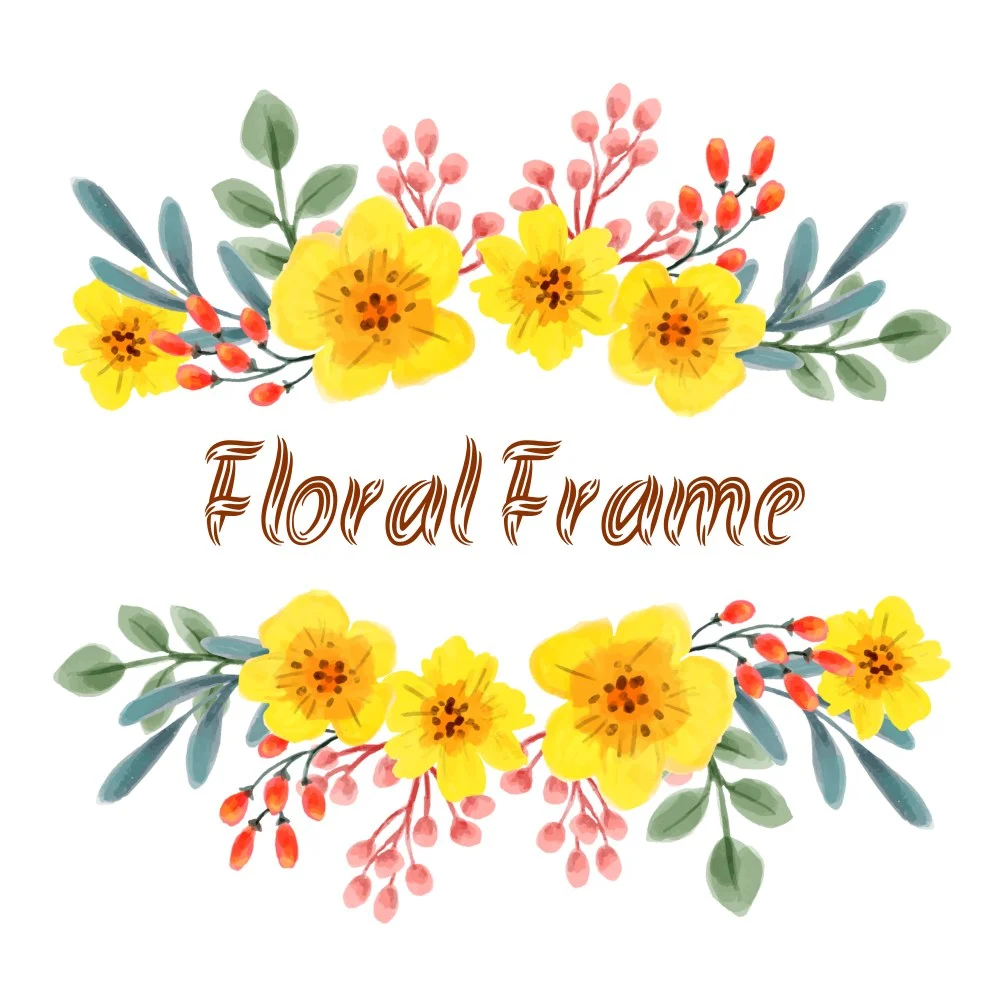Yellow Floral Frame Tote design, flat