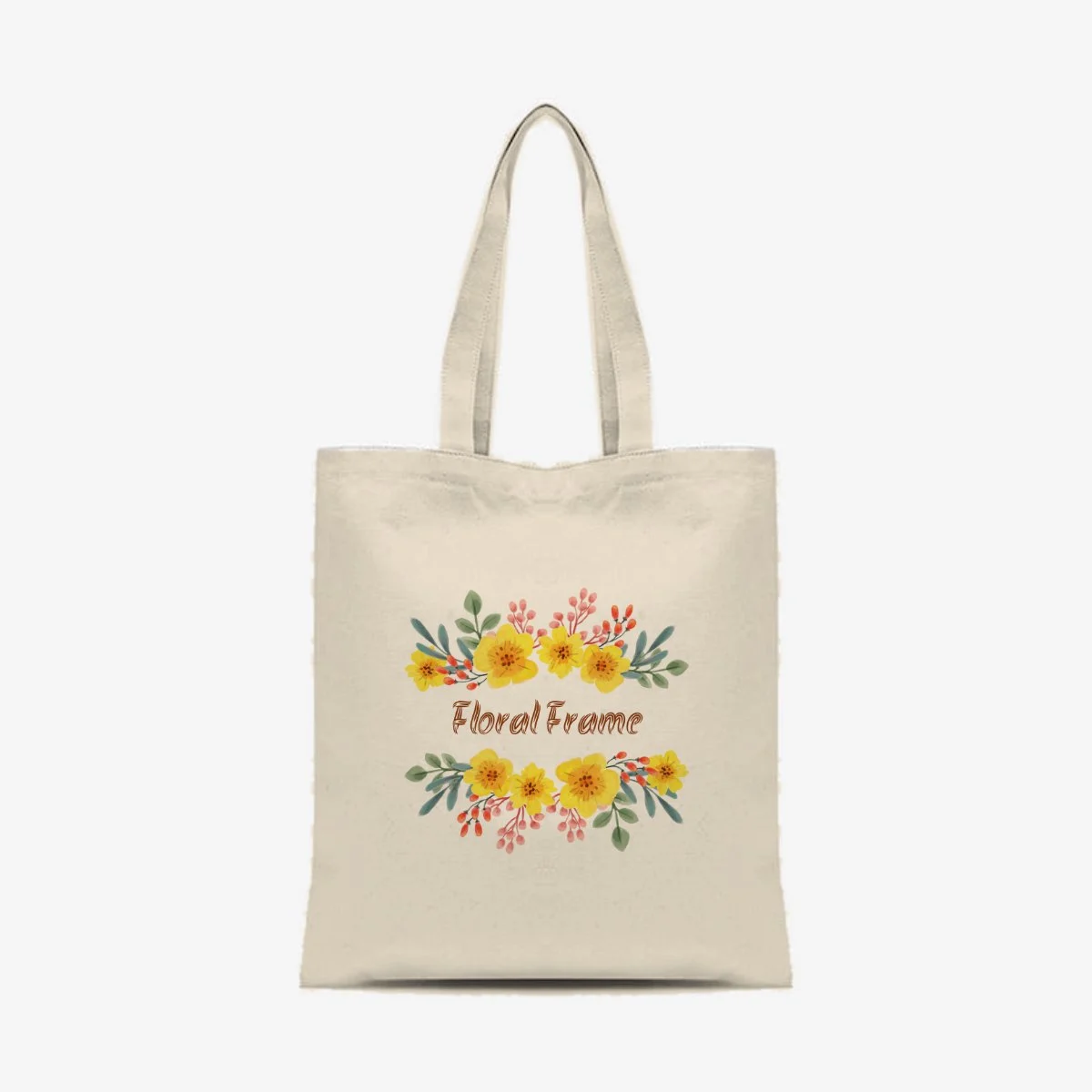Yellow Floral Frame Tote, front view