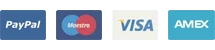 Accepted payment methods: PayPal, Maestro, Visa, American Express