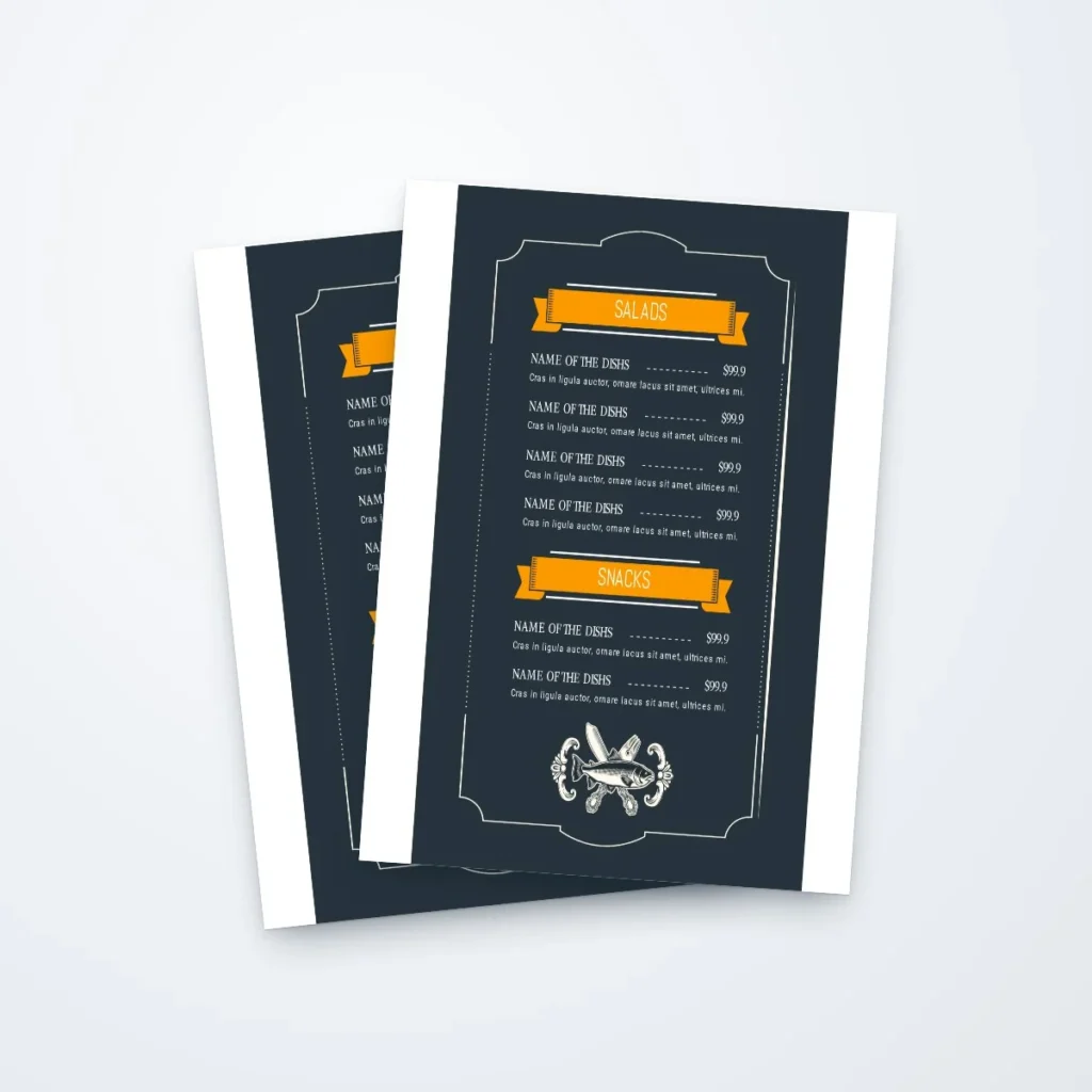 Restaurant Menus printed by PrintShop