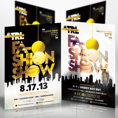 Two large event posters for a fashion show